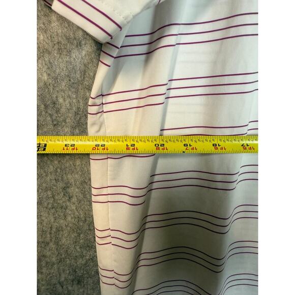 Peter Millar Summer Comfort White Purple Stripe Performance Golf Polo - Large - Picture 7 of 8